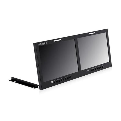 FEELWORLD D101 PLUS-H Dual 10.1 inch 4RU Rackmount Monitor 4K HDMI-compatible CVBS 1920x1200 IPS Screen, Plug:UK Plug(Black) - On-camera Monitors by FEELWORLD | Online Shopping UK | buy2fix