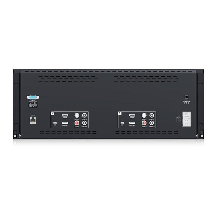 FEELWORLD D101 PLUS-H Dual 10.1 inch 4RU Rackmount Monitor 4K HDMI-compatible CVBS 1920x1200 IPS Screen, Plug:US Plug(Black) - On-camera Monitors by FEELWORLD | Online Shopping UK | buy2fix