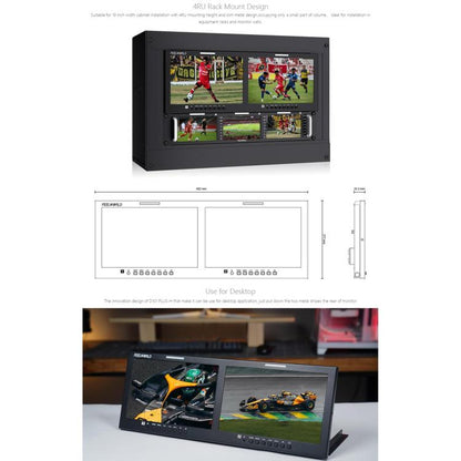 FEELWORLD D101 PLUS-H Dual 10.1 inch 4RU Rackmount Monitor 4K HDMI-compatible CVBS 1920x1200 IPS Screen, Plug:EU Plug(Black) - On-camera Monitors by FEELWORLD | Online Shopping UK | buy2fix