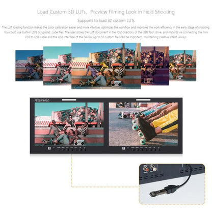 FEELWORLD D101 PLUS-H Dual 10.1 inch 4RU Rackmount Monitor 4K HDMI-compatible CVBS 1920x1200 IPS Screen, Plug:AU Plug(Black) - On-camera Monitors by FEELWORLD | Online Shopping UK | buy2fix