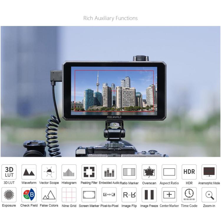 FEELWORLD SC6 6-inch 1500nit High Brightness Aluminium Filed Camera Video Monitor 3G SDI 4K HDMI-compatible 60Hz 1920 x 1080 IPS Screen(Black) - On-camera Monitors by FEELWORLD | Online Shopping UK | buy2fix