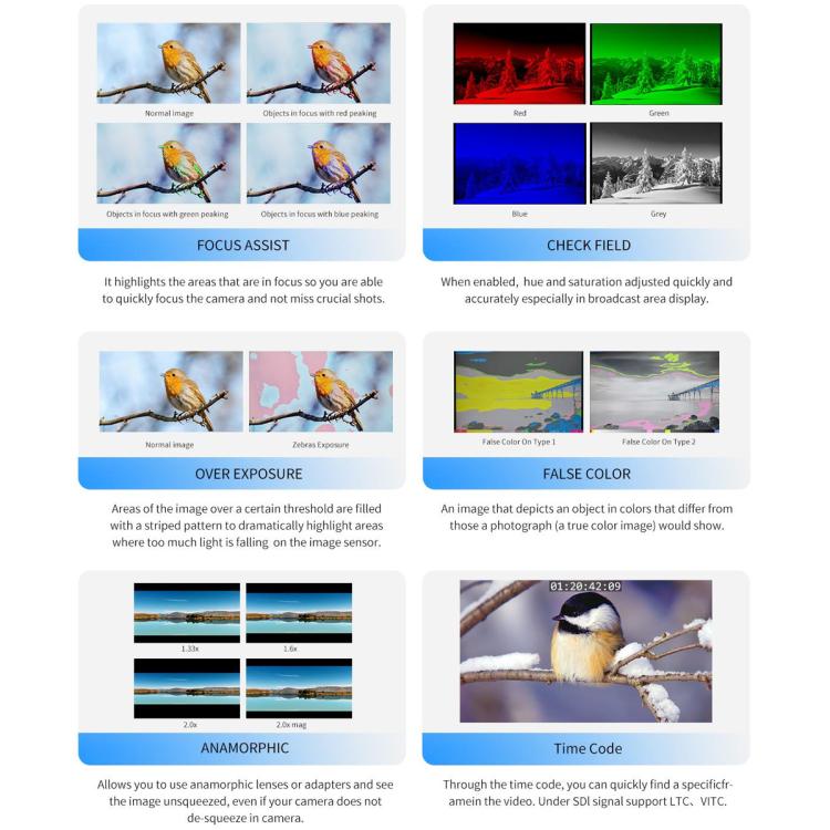 FEELWORLD SC6 6-inch 1500nit High Brightness Aluminium Filed Camera Video Monitor 3G SDI 4K HDMI-compatible 60Hz 1920 x 1080 IPS Screen(Black) - On-camera Monitors by FEELWORLD | Online Shopping UK | buy2fix