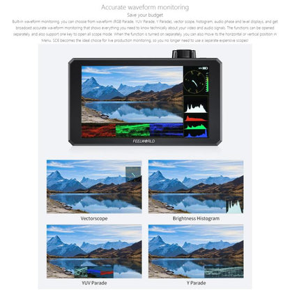 FEELWORLD SC6 6-inch 1500nit High Brightness Aluminium Filed Camera Video Monitor 3G SDI 4K HDMI-compatible 60Hz 1920 x 1080 IPS Screen(Black) - On-camera Monitors by FEELWORLD | Online Shopping UK | buy2fix