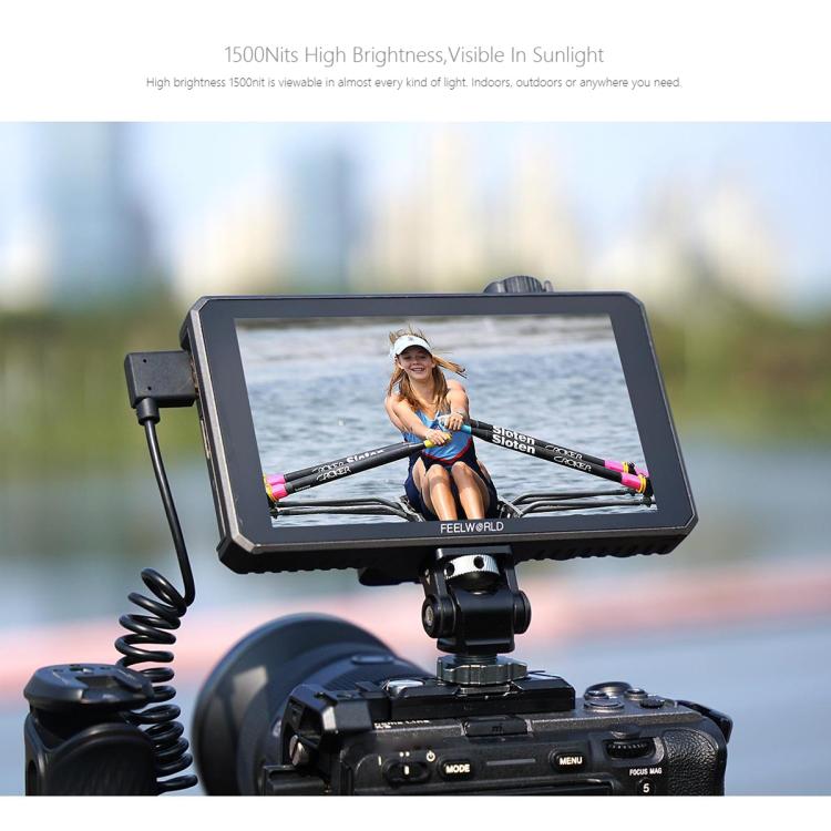 FEELWORLD SC6 6-inch 1500nit High Brightness Aluminium Filed Camera Video Monitor 3G SDI 4K HDMI-compatible 60Hz 1920 x 1080 IPS Screen(Black) - On-camera Monitors by FEELWORLD | Online Shopping UK | buy2fix