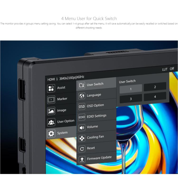 FEELWORLD T7S Pro 7-inch 2000nit High Brightness Filed Camera Video Monitor 3G SDI 4K 60Hz HDMI-compatible 1920 x 1200 IPS Screen(Black) - On-camera Monitors by FEELWORLD | Online Shopping UK | buy2fix