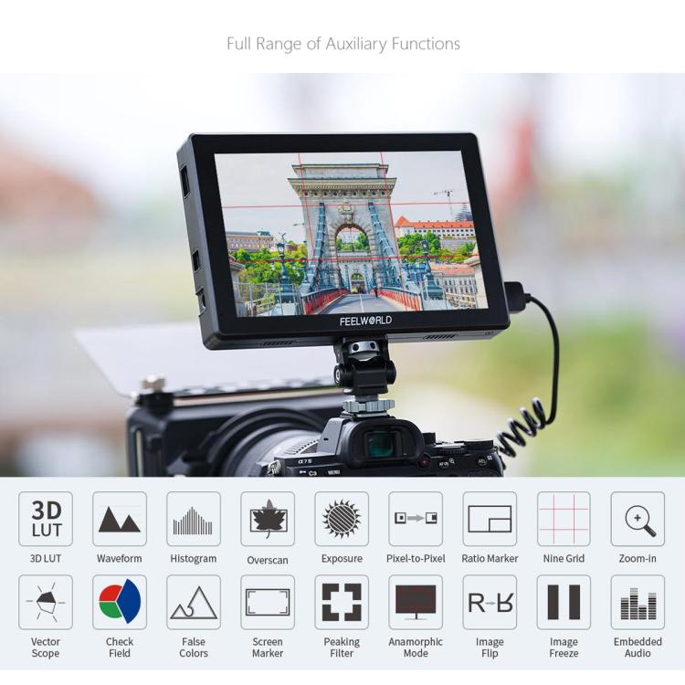 FEELWORLD T7S Pro 7-inch 2000nit High Brightness Filed Camera Video Monitor 3G SDI 4K 60Hz HDMI-compatible 1920 x 1200 IPS Screen(Black) - On-camera Monitors by FEELWORLD | Online Shopping UK | buy2fix