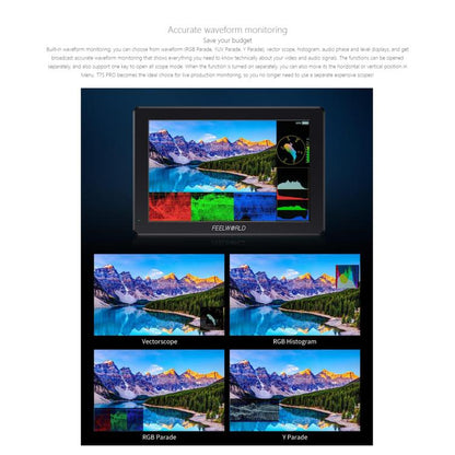 FEELWORLD T7S Pro 7-inch 2000nit High Brightness Filed Camera Video Monitor 3G SDI 4K 60Hz HDMI-compatible 1920 x 1200 IPS Screen(Black) - On-camera Monitors by FEELWORLD | Online Shopping UK | buy2fix