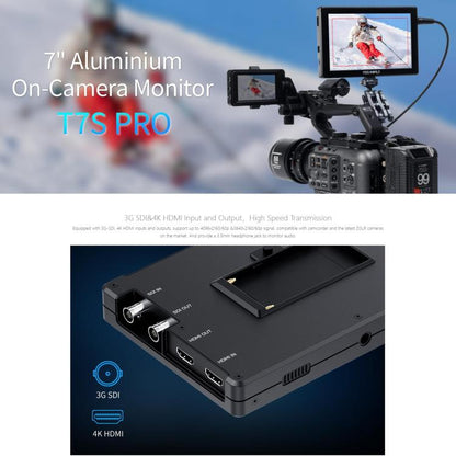FEELWORLD T7S Pro 7-inch 2000nit High Brightness Filed Camera Video Monitor 3G SDI 4K 60Hz HDMI-compatible 1920 x 1200 IPS Screen(Black) - On-camera Monitors by FEELWORLD | Online Shopping UK | buy2fix