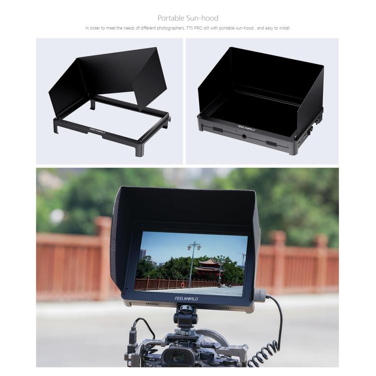 FEELWORLD T7S Pro 7-inch 2000nit High Brightness Filed Camera Video Monitor 3G SDI 4K 60Hz HDMI-compatible 1920 x 1200 IPS Screen(Black) - On-camera Monitors by FEELWORLD | Online Shopping UK | buy2fix