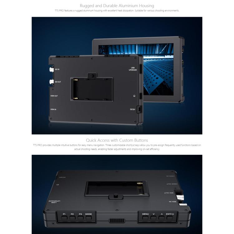 FEELWORLD T7S Pro 7-inch 2000nit High Brightness Filed Camera Video Monitor 3G SDI 4K 60Hz HDMI-compatible 1920 x 1200 IPS Screen(Black) - On-camera Monitors by FEELWORLD | Online Shopping UK | buy2fix