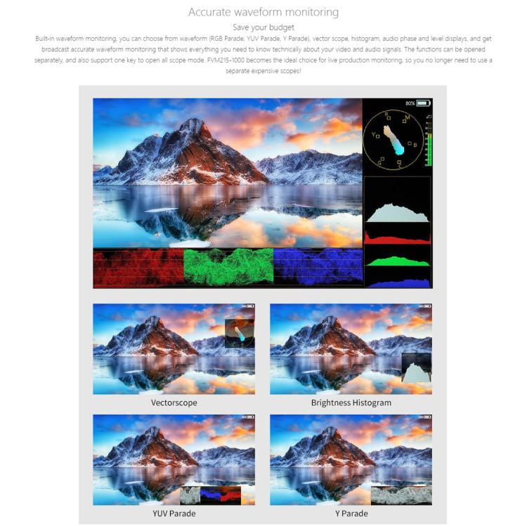 FEELWORLD FVM215-1000 21.5-inch Professional Production Broadcast Monitor High Brightness 1000nit Full HD IPS 4K 60Hz HDMI-compatible 3G-SDI Screen, US Plug(Black) - On-camera Monitors by FEELWORLD | Online Shopping UK | buy2fix