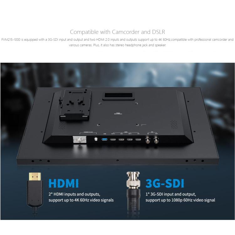 FEELWORLD FVM215-1000 21.5-inch Professional Production Broadcast Monitor High Brightness 1000nit Full HD IPS 4K 60Hz HDMI-compatible 3G-SDI Screen, AU Plug(Black) - On-camera Monitors by FEELWORLD | Online Shopping UK | buy2fix