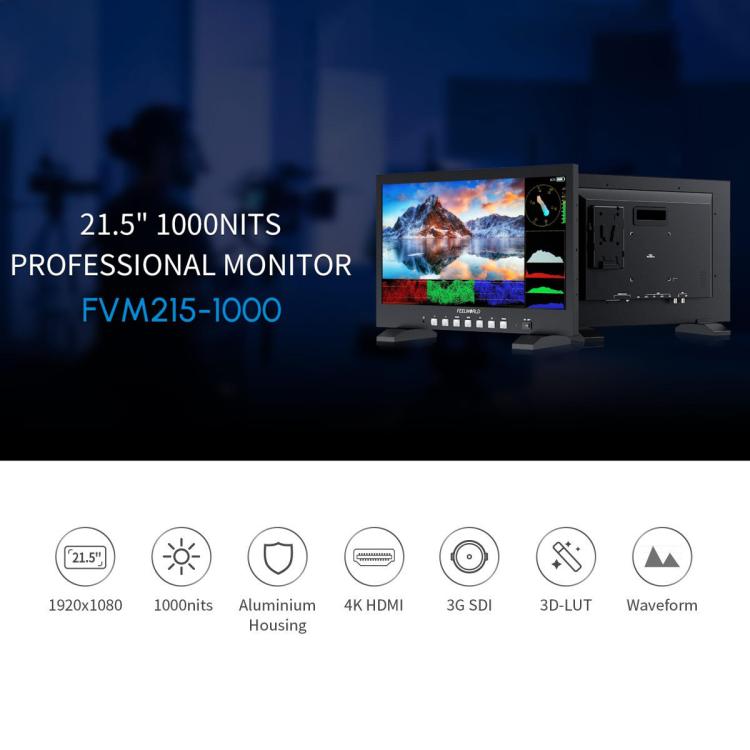 FEELWORLD FVM215-1000 21.5-inch Professional Production Broadcast Monitor High Brightness 1000nit Full HD IPS 4K 60Hz HDMI-compatible 3G-SDI Screen, AU Plug(Black) - On-camera Monitors by FEELWORLD | Online Shopping UK | buy2fix