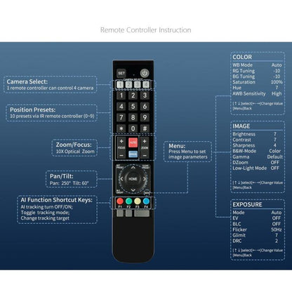FEELWORLD 4K10X 4K PTZ Camera 10X Optical Zoom AI Tracking HDMI-compatible USB IP Remote Control(US Plug) - HD Camera by FEELWORLD | Online Shopping UK | buy2fix
