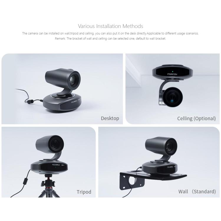 FEELWORLD 4K10X 4K PTZ Camera 10X Optical Zoom AI Tracking HDMI-compatible USB IP Remote Control(US Plug) - HD Camera by FEELWORLD | Online Shopping UK | buy2fix