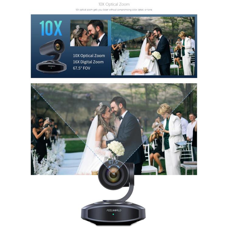 FEELWORLD HV10X Professional Streaming Camera Full HD 1080P 60fps USB 3.0 HDMI-compatible(EU Plug) - HD Camera by FEELWORLD | Online Shopping UK | buy2fix