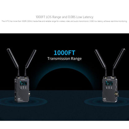 FEELWORLD WT1S 4K Wireless Video Transmission System SDI + Dual HDMI-compatible Full Duplex Intercom Live Streaming(Black) - Amplifier by FEELWORLD | Online Shopping UK | buy2fix