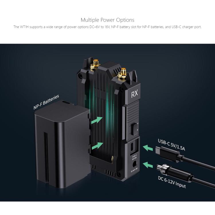 FEELWORLD WT1H 4K Wireless Video Transmission System Dual HDMI-compatible Full Duplex Intercom Live Streaming(Black) - Amplifier by FEELWORLD | Online Shopping UK | buy2fix