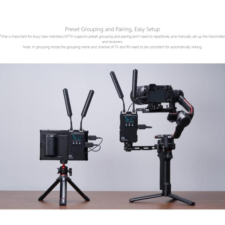 FEELWORLD WT1H 4K Wireless Video Transmission System Dual HDMI-compatible Full Duplex Intercom Live Streaming(Black) - Amplifier by FEELWORLD | Online Shopping UK | buy2fix