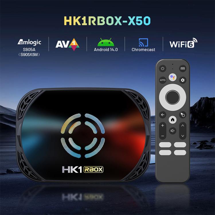 HK1 RBOX X50 Android 14 Smart TV Box with Remote Control, 4GB+32GB, Amlogic S905A Quad-Core(US Plug) - Amlogic S905 by buy2fix | Online Shopping UK | buy2fix