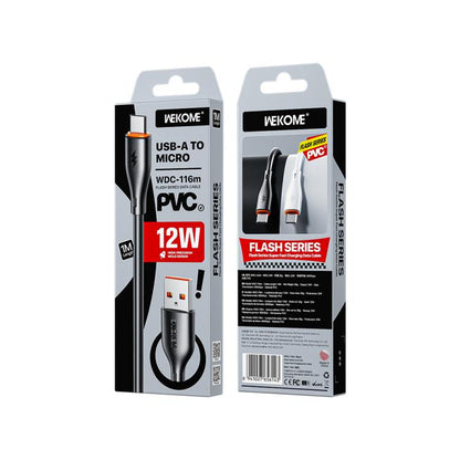 WK WDC-116m 12W USB to Micro USB Fast Charging Data Cable, Length: 1m(Black) - Micro USB Cable by WK | Online Shopping UK | buy2fix