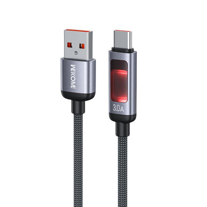 WK WDC-107 3A Intelligent Digital Display USB to Type-C Fast Charging Data Cable, Length: 1.2m(Black) - USB-C & Type-C Cable by WK | Online Shopping UK | buy2fix
