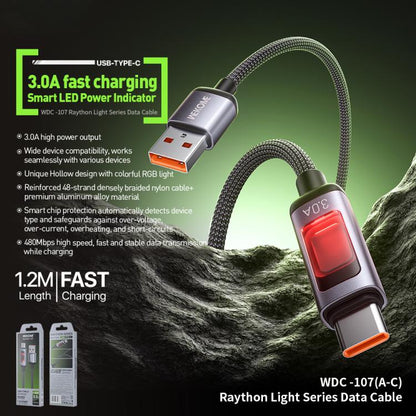 WK WDC-107 3A Intelligent Digital Display USB to Type-C Fast Charging Data Cable, Length: 1.2m(Black) - USB-C & Type-C Cable by WK | Online Shopping UK | buy2fix