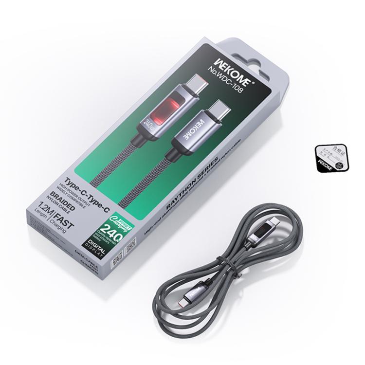 WK WDC-107 3A Intelligent Digital Display USB to Type-C Fast Charging Data Cable, Length: 1.2m(Black) - USB-C & Type-C Cable by WK | Online Shopping UK | buy2fix