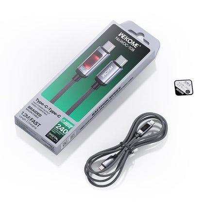 WK WDC-107 3A Intelligent Digital Display USB to Type-C Fast Charging Data Cable, Length: 1.2m(Black) - USB-C & Type-C Cable by WK | Online Shopping UK | buy2fix
