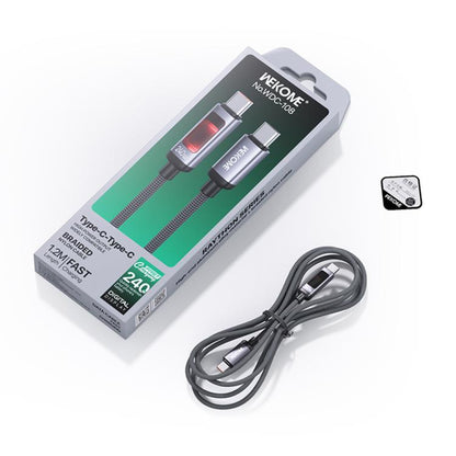 WK WDC-108 240W Intelligent Digital Display Type-C to Type-C Fast Charging Data Cable, Length: 1.2m(Black) - USB-C & Type-C Cable by WK | Online Shopping UK | buy2fix