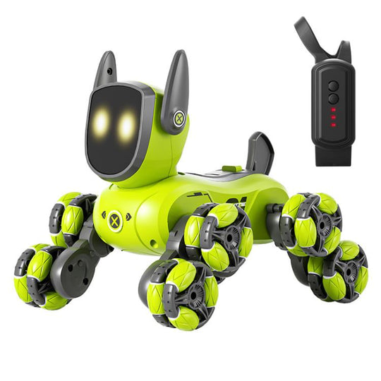JJR/C Q200 Small Eight-wheeled Multi-function Remote Control Robot Dog with RC Watch(Green)