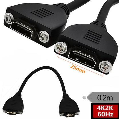 4K 60HZ 2.0 Version HDMI Male to Female Fixed Extension Cable with Screw Holes, Length:0.2m(Female to Female) - Cable by buy2fix | Online Shopping UK | buy2fix
