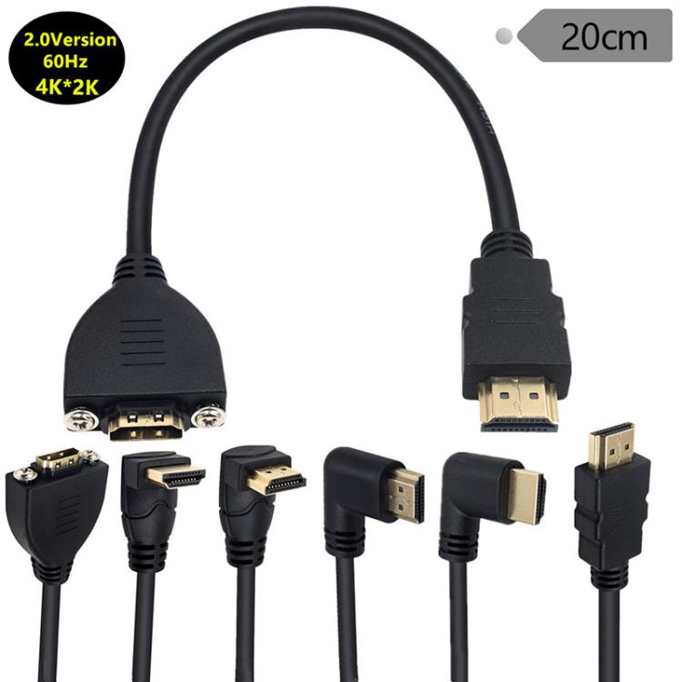 4K 60HZ 2.0 Version HDMI Male to Female Fixed Extension Cable with Screw Holes, Length:0.2m(Female to Female) - Cable by buy2fix | Online Shopping UK | buy2fix