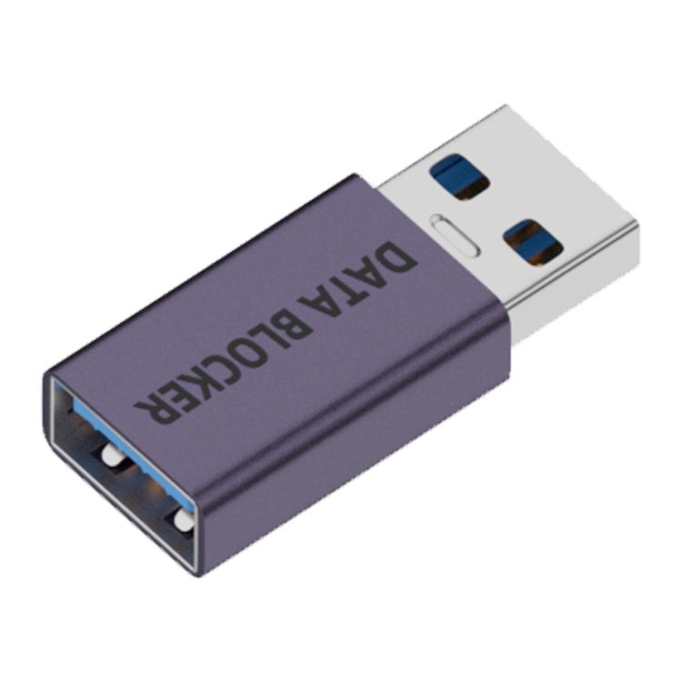 USB Charging Data Protection Blocker, Port:USB-A Female to USB-A Male(Gray Purple) - OTG Adapter by buy2fix | Online Shopping UK | buy2fix
