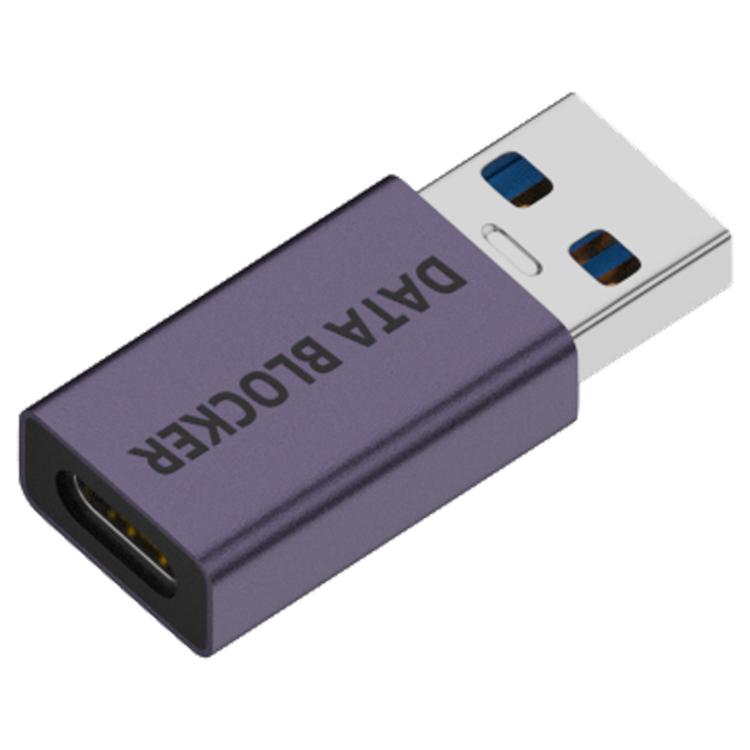 USB Charging Data Protection Blocker, Port:Type-C Male to USB-A Male(Gray Purple) - OTG Adapter by buy2fix | Online Shopping UK | buy2fix