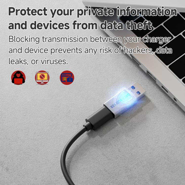 USB Charging Data Protection Blocker, Port:Type-C Male to USB-A Female(Blue Gray) - OTG Adapter by buy2fix | Online Shopping UK | buy2fix