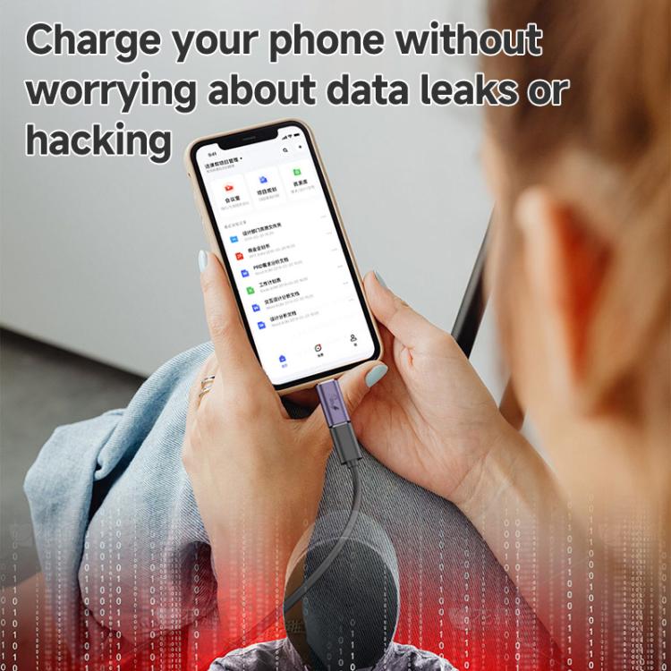 USB Charging Data Protection Blocker, Port:Type-C Male to USB-A Male(Gray Purple) - OTG Adapter by buy2fix | Online Shopping UK | buy2fix