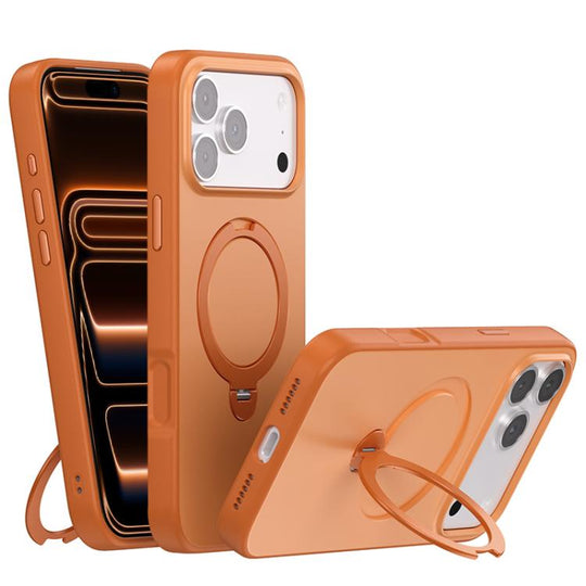 For iPhone 18 Pro Max / 17 Pro Max Contrast Color Rotation Holder Magsafe Phone Case(Orange)