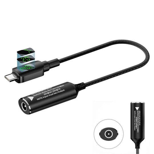 DC 5.5 x 2.1mm to Type-C Male 140W Digital Display Laptop Charging Adapter Connector