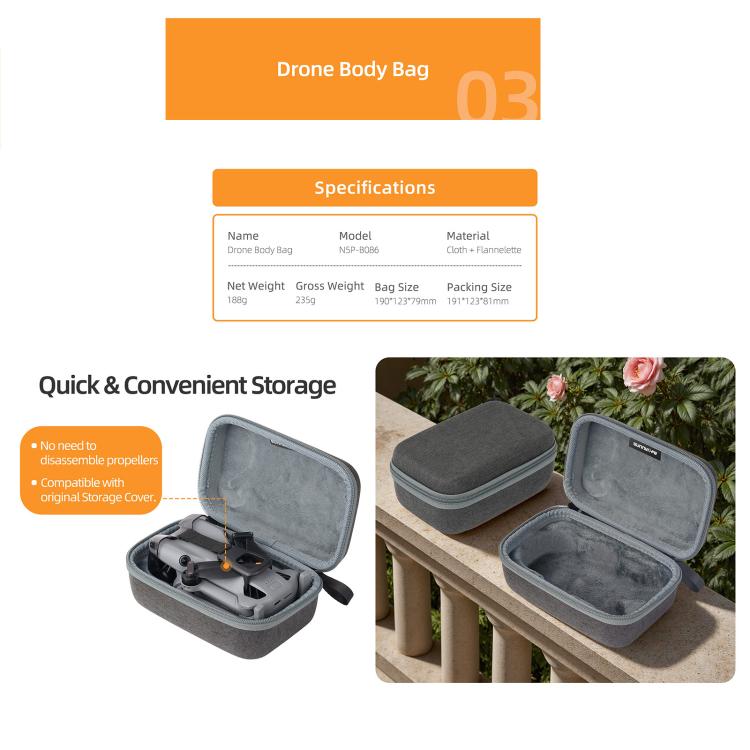 Sunnylife Carrying Hard Travel Storage Bag For DJI Mini 5 Pro Drone Body Bag - Carry Cases & Bags by Sunnylife | Online Shopping UK | buy2fix