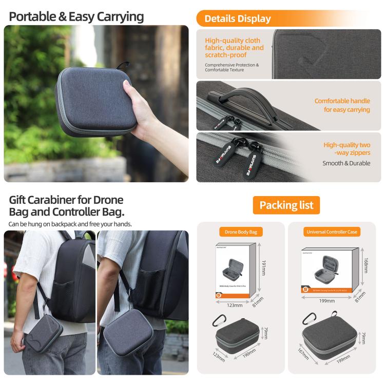 Sunnylife Carrying Hard Travel Storage Bag For DJI Mini 5 Pro Batteries Combo Bag - Carry Cases & Bags by Sunnylife | Online Shopping UK | buy2fix