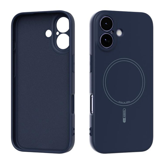 For iPhone 17 ABEEL Skin-friendly Feel Magsafe Liquid Silicone Phone Case(Blue)