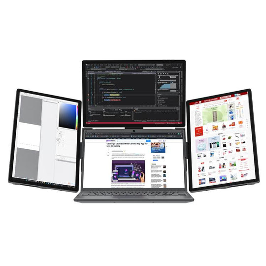 Arie 14 14 inch Expanded Display Triple Portable Monitor, Plug Type:EU Plug(Black)