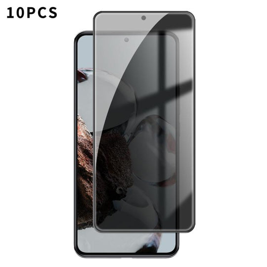 For Xiaomi 12T Pro 10pcs Kalebol High-Aluminum Screen-Printed Full-Coverage Black-Border Privacy Tempered Glass Film