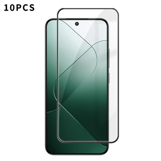 For Xiaomi 14 10pcs Kalebol High-Aluminum Screen-Printed Full-Coverage Anti-Fingerprint Black-Bordered HD Tempered Glass Film