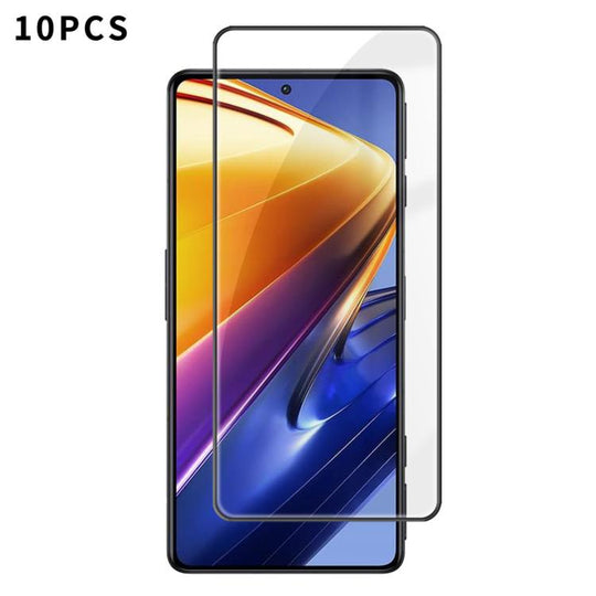 For Xiaomi Poco F4 GT 10pcs Kalebol High-Aluminum Screen-Printed Full-Coverage Anti-Fingerprint Black-Bordered HD Tempered Glass Film