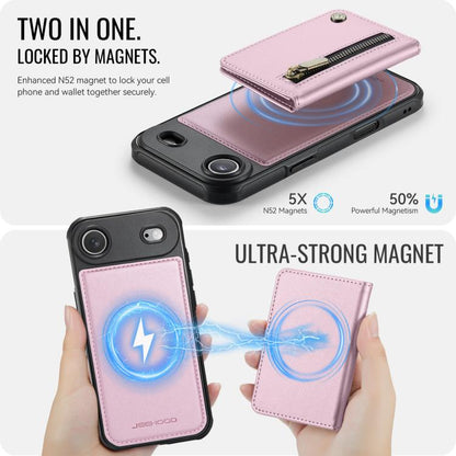 For iPhone Air JEEHOOD J12 Exquisite RFID MagSafe Zipper Card Bag Phone Case(Pink) - iPhone Air Cases by JEEHOOD | Online Shopping UK | buy2fix