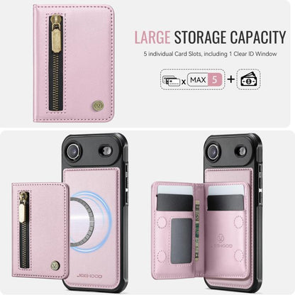 For iPhone Air JEEHOOD J12 Exquisite RFID MagSafe Zipper Card Bag Phone Case(Pink) - iPhone Air Cases by JEEHOOD | Online Shopping UK | buy2fix