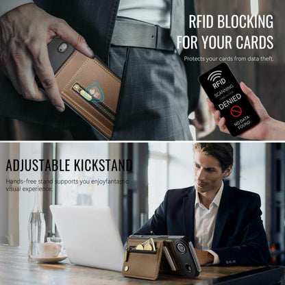 For iPhone Air JEEHOOD J12 Exquisite RFID MagSafe Zipper Card Bag Phone Case(Brown) - iPhone Air Cases by JEEHOOD | Online Shopping UK | buy2fix