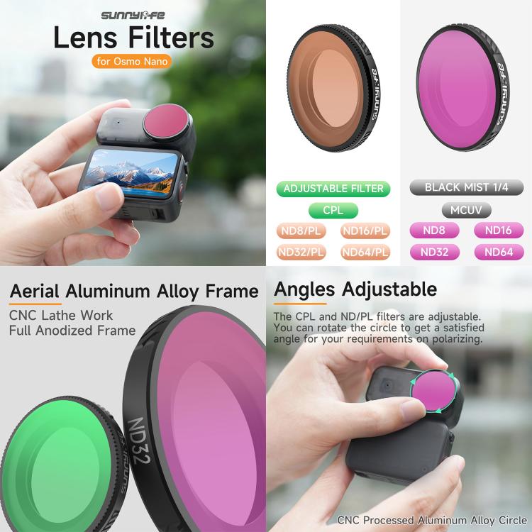 For DJI Osmo Nano Sunnylife Camera Lens Filter, Filter:Black Mist 1/4 - Lens Filter by Sunnylife | Online Shopping UK | buy2fix